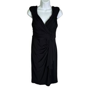 NWT White House Black Market Size 4 Dress Sheath Faux Wrap V-Neck Ruched Party